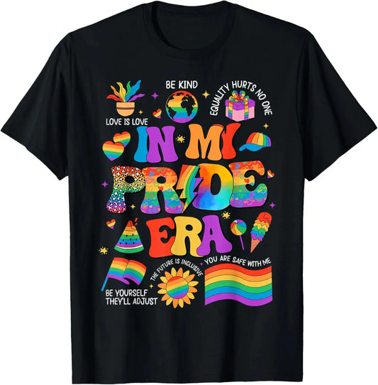 100%25 Cotton In My Pride Era LGBT Rainbow Flag Pride Month LGBTQ Gay Les T-ShirtUnisex Crew neck T-shirt for Men And Women,All-Season Comfort,Heavyweight 100%25 Cotton