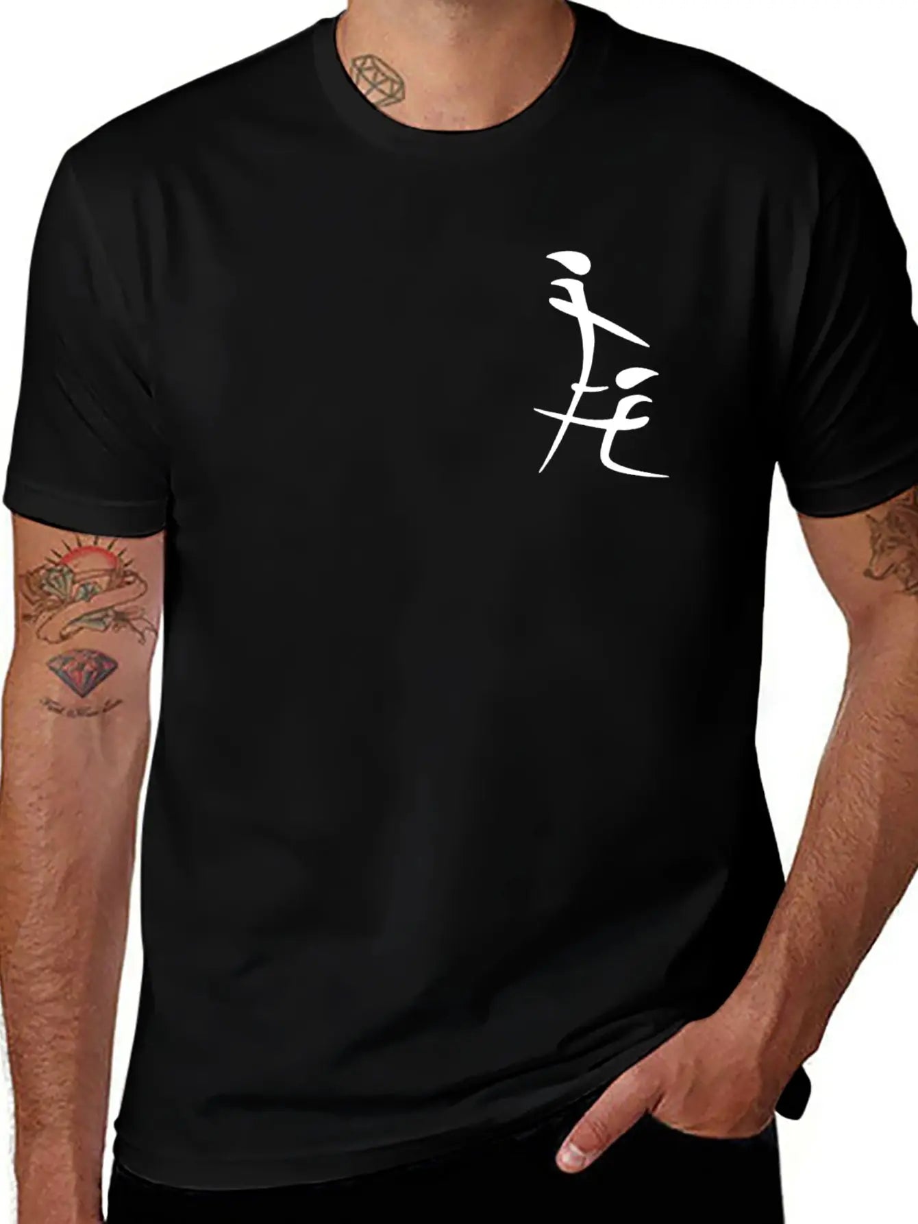 Men's Casual T-Shirt with Funny Chinese "Friendship" Slogan, Unisex Cotton Graphic Print Short Sleeve Round Neck Top