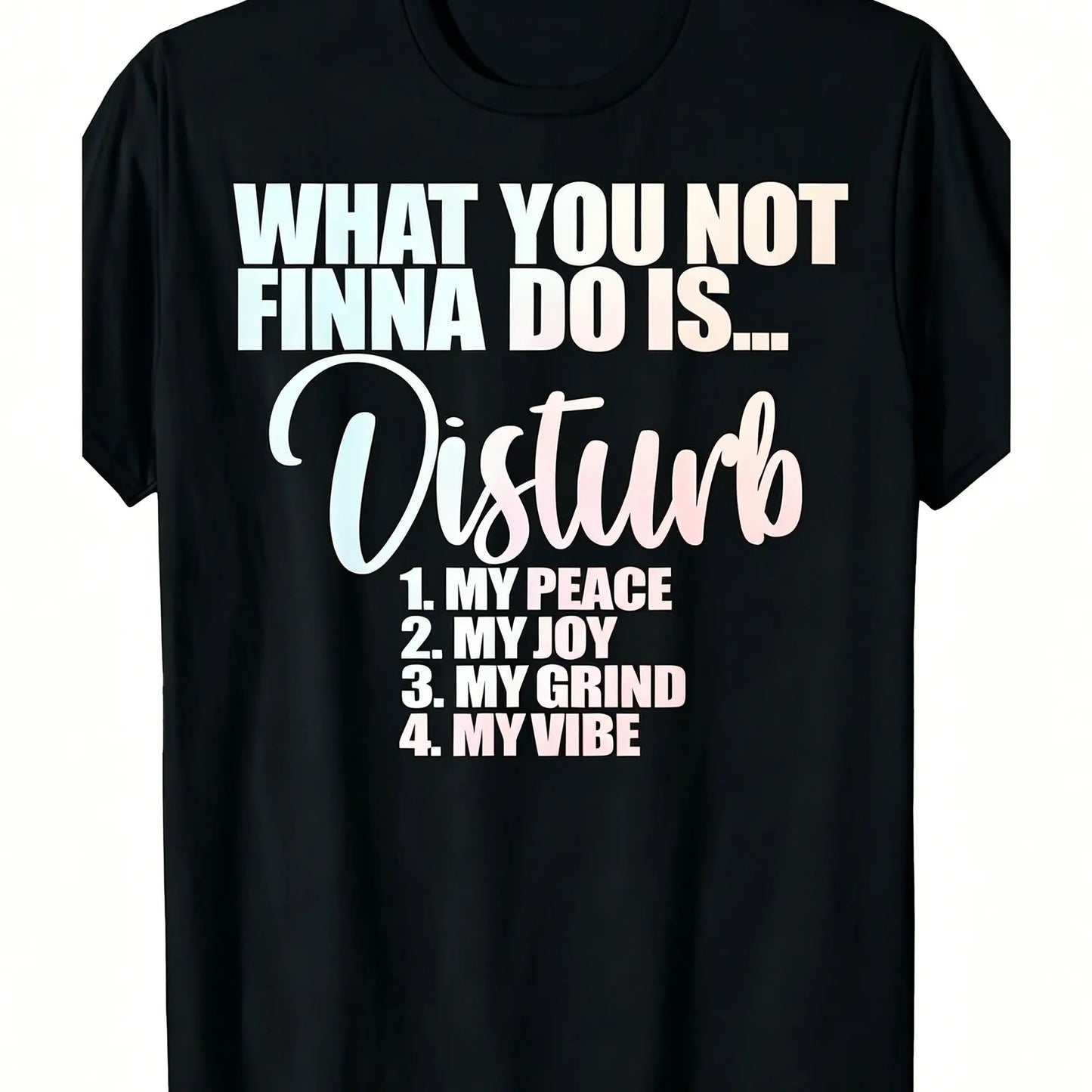 Women's Soft Fitted Vintage Graphic Short-Sleeve Tee - "Don't Disturb My Peace/Happiness/Struggle" Print, Round Neck, Streetwear Top, Casual All-Season Women's T-Shirts
