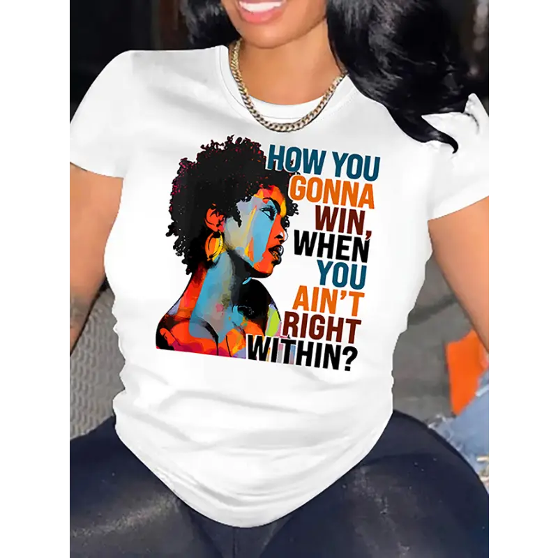 [100%25 Cotton] A Crew Neck, Relaxed Fit T-Shirt For The Spring And Summer Season Featuring An African American Graffiti Portrait Print And Made From Polyester Knit Fabric. T-Shirt For Men And Women 052