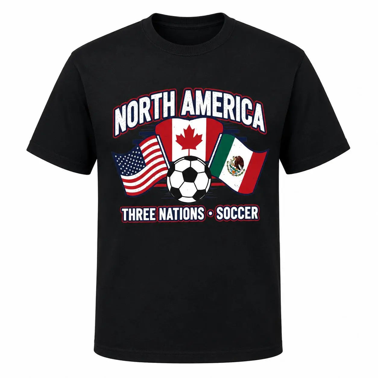 Men's Soccer Fan T-Shirt USA Canada Mexico Graphic Tee Game Day Stadium Party Shirt Short Sleeve Casual Football Match Season Sports Gift for Fans