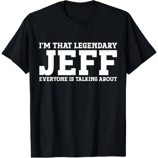 Menswear Casual Short-Sleeve Jeff Print T-Shirt - Unisex, Made in USA