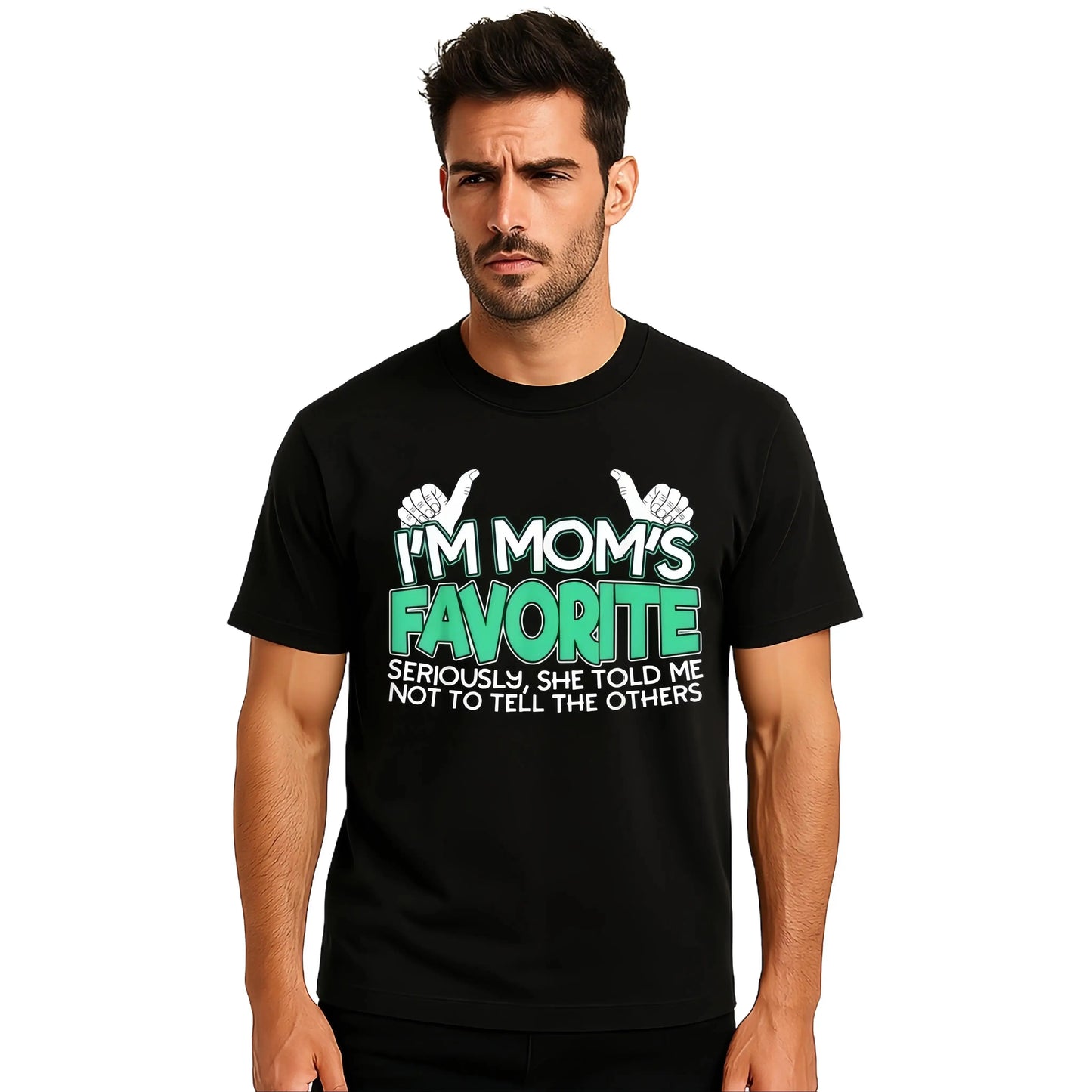Cotton Funny Moms Favorite Son Daughter I'm Mom's Favorite T-Shirt Golf Gift for Men and Women Summer Wear Black Crewneck Fitted Short Sleeve Tops