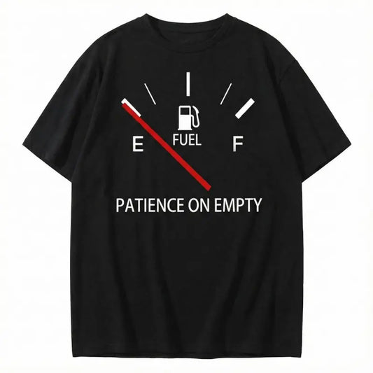 Women's Sports Vest Patience on Empty Fuel Gauge Graphic Sarcastic Humor Quote Casual Short Sleeve Cotton Tee Oversized Vintage Style Crewneck Print Tank Top Black