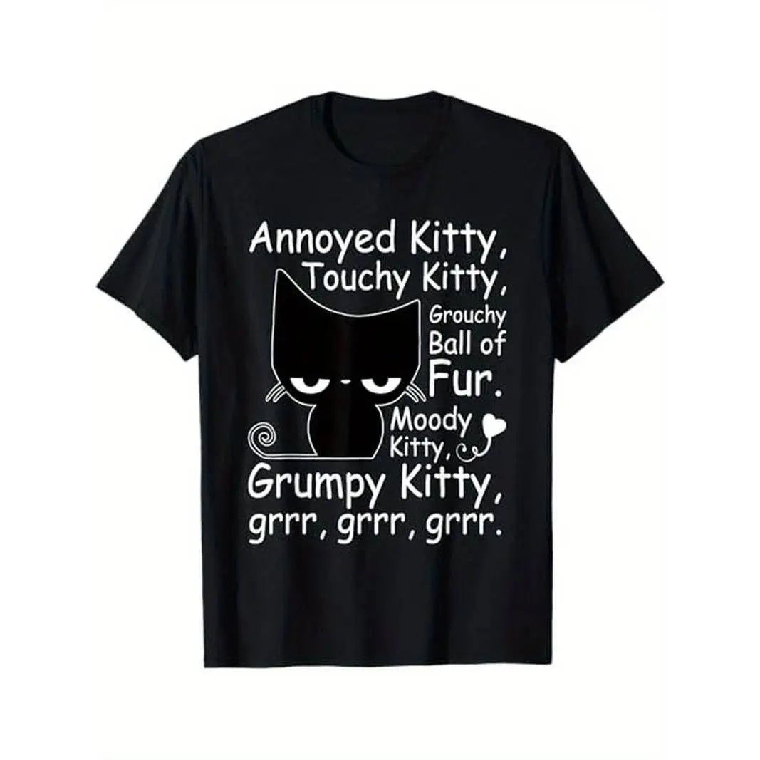 Summer t Shirts Angry Cat Kitten Lover Funny Attitude Fur Pet Owner T-Shirt,Unisex Crew neck T-shirt for Men And Women,Casual Summer T-Shirt with Crew Neck,Heavyweight 100%25 Cotton