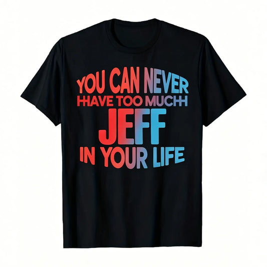 Men's Cotton Shortleeve Vintage Jeff Graphic Crewneck T-Shirt - Unisex Casual Streetwear, Comfortable All-Season Everyday Apparel, Shortsleeve
