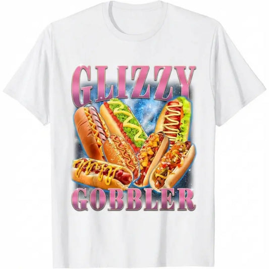 Cotton Funny Glizzy Gobbler Meme T-Shirt Hilarious Hot Dog Lovers Tee For Men Women Unisex Casual Top