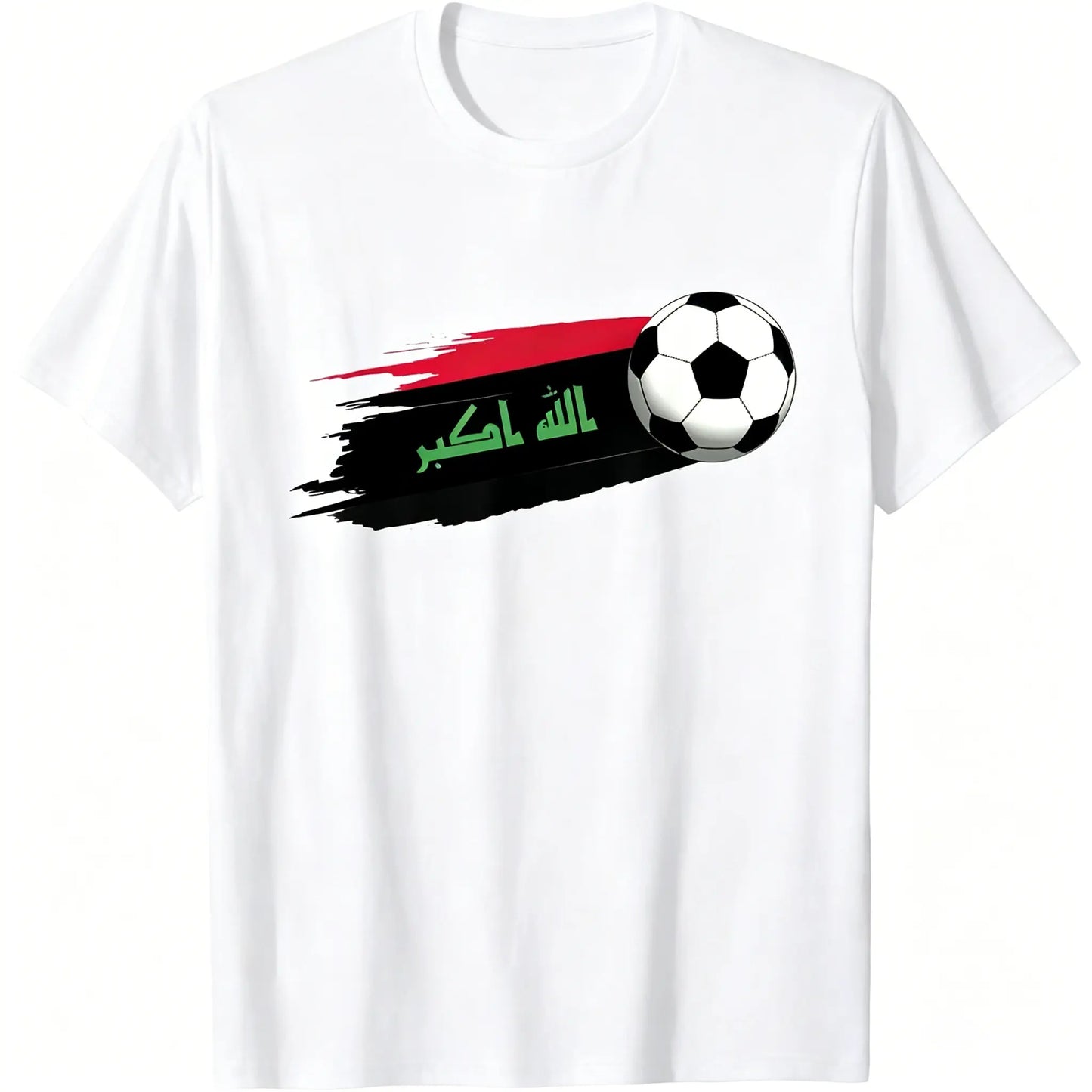 Iraq Flag Graphic T-Shirt - Men's Pure Cotton Short-Sleeve Round Neck Casual Streetwear Top, Ideal Gift for Men