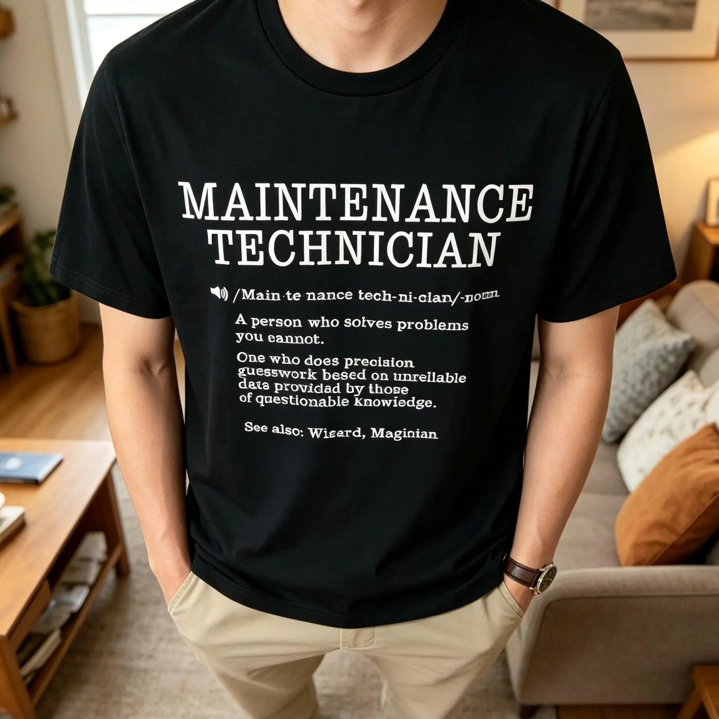 100%25 Cotton Maintenance Technician Repair Worker Handyman T-Shirt - Soft Breathable Casual Round Neck Tee with Handyman & Tools Graphic Print, Unisex for Men & Women, Machine Washable Workwear Gift Crewneck Menswear Tshirt