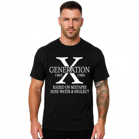 Retro Casual Short Sleeve Cotton T-Shirt for Gen X Raised on Mixtapes Hose Water and Neglect