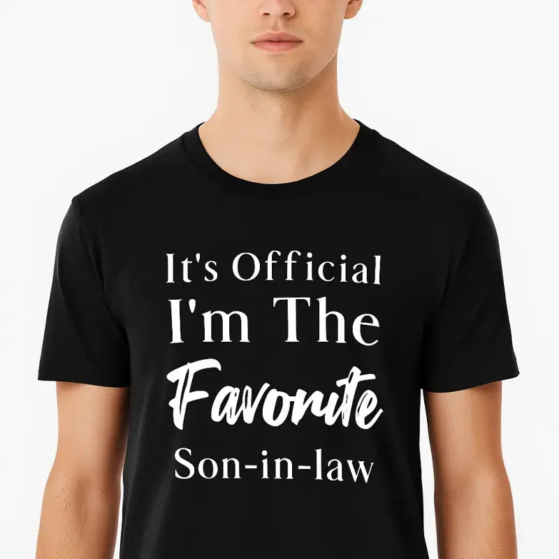 Men's 100%25 Cotton "Favorite Son-in-Law" Letter Graphic T-Shirt - Dark Blue Round Neck Shortsleeve Menswear, Breathable Streetwear Sports Top for Casual Use