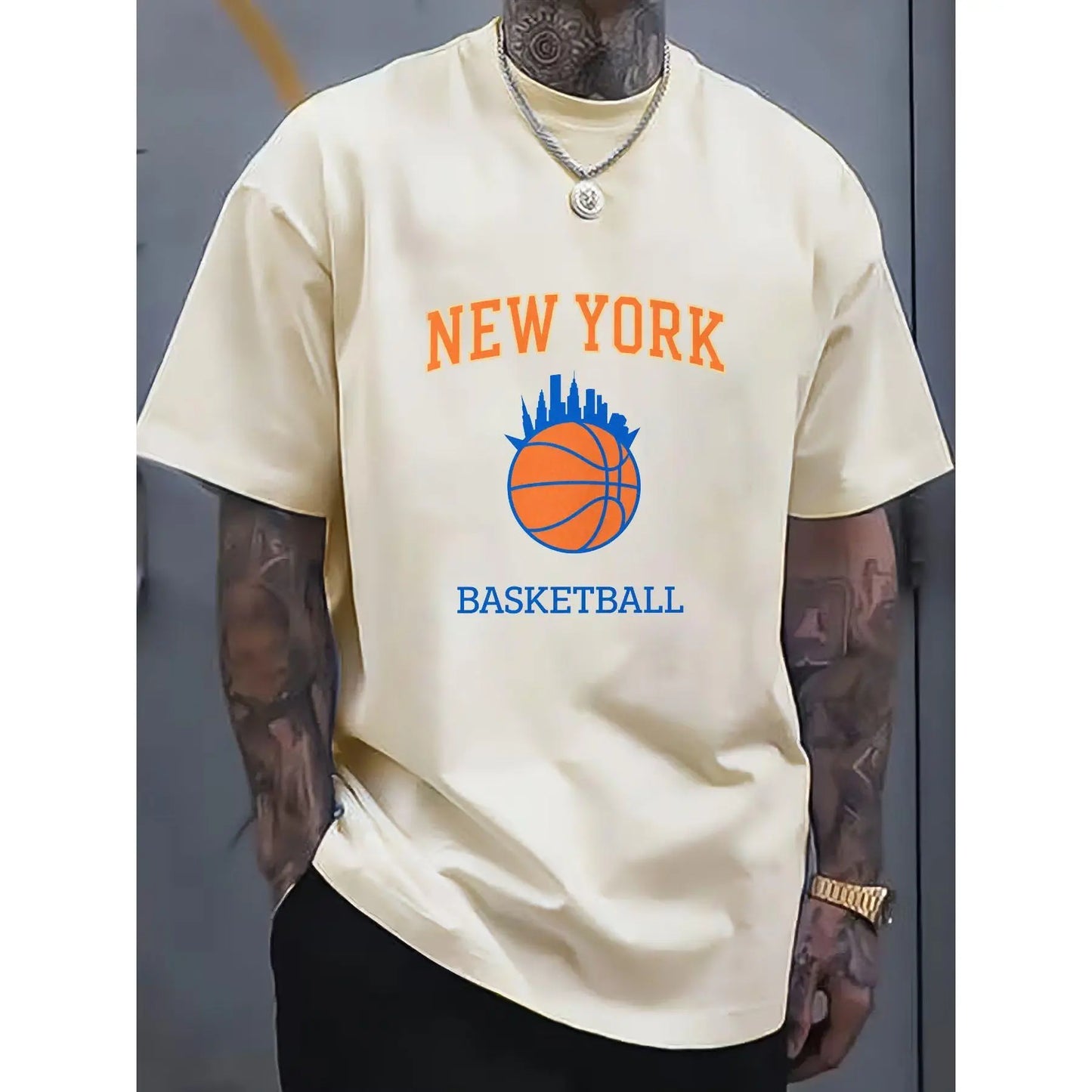 NEW YORK Basketball Graphic T-shirt | 100%25 Crew Neck, Casual Multi-Color, Perfect for Festival Gifting, Great for Daily Casual Wear, Regular Fit, All-season Wear