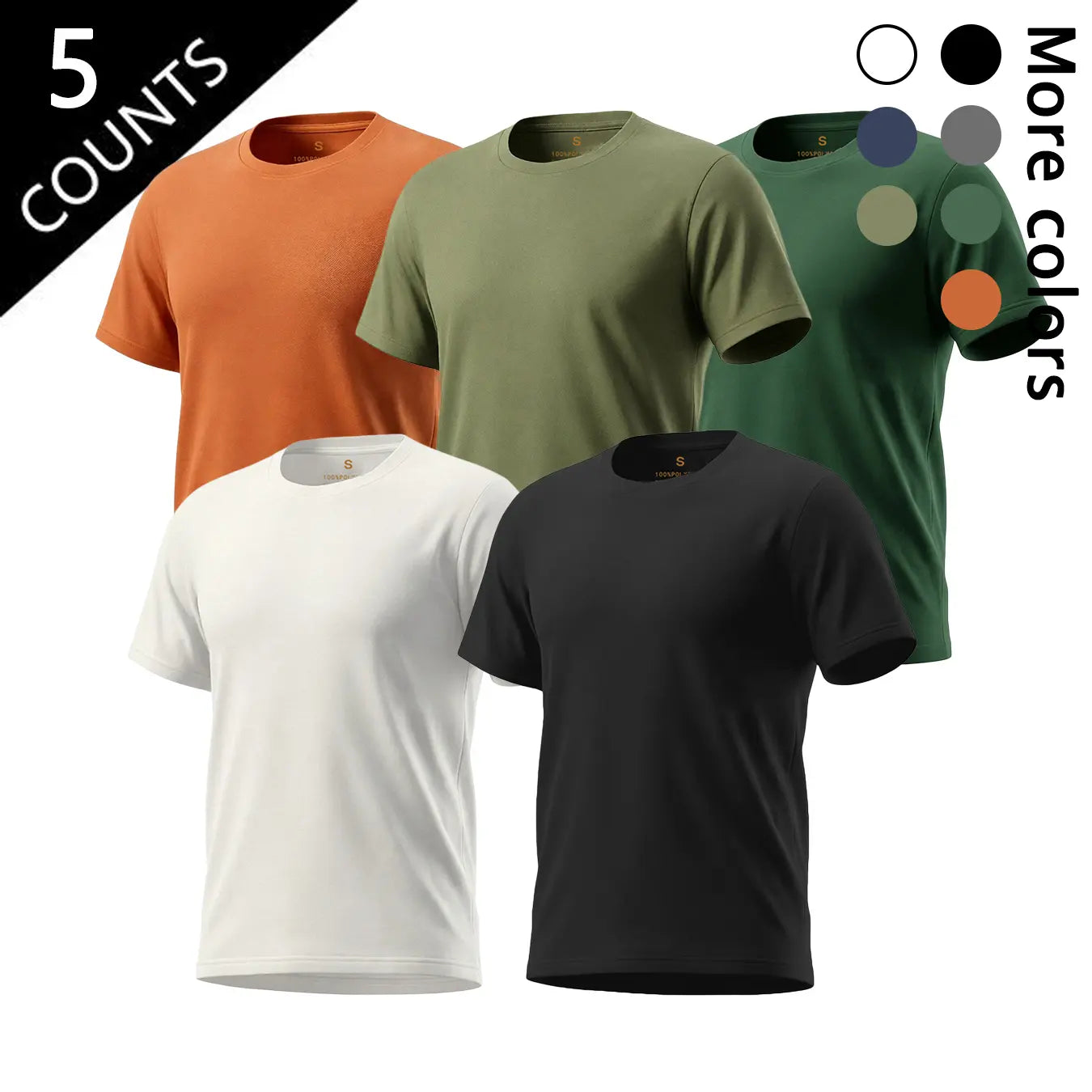 Essential 5-Pack Plain T-Shirts for Men Soft Breathable Basic Tops in Multiple Colors Menswear Tshirt